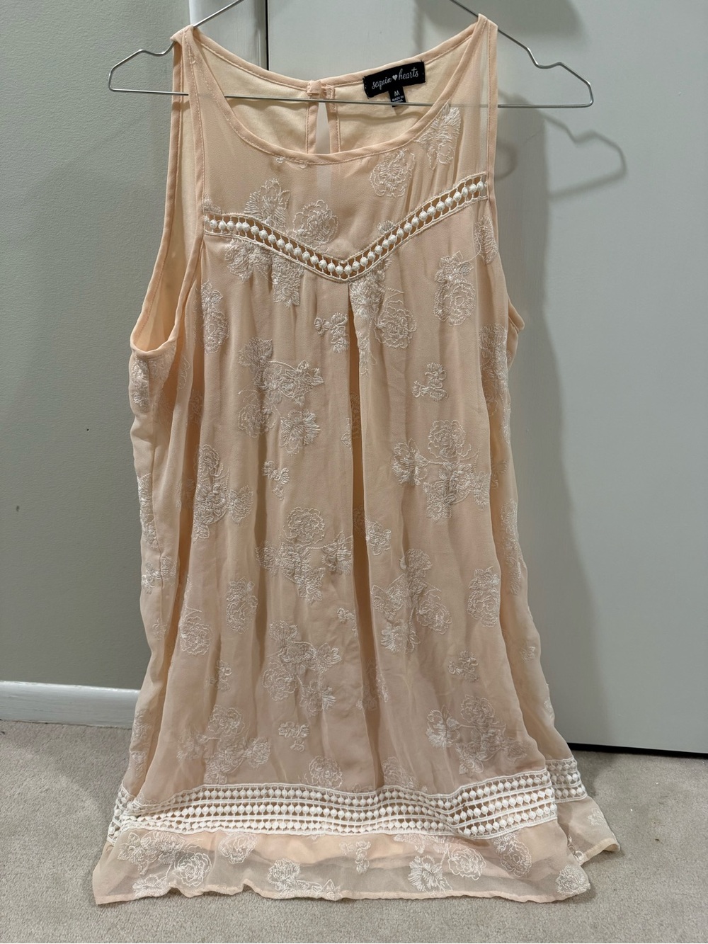Sequin Hearts Embroidered Sleeveless Dress